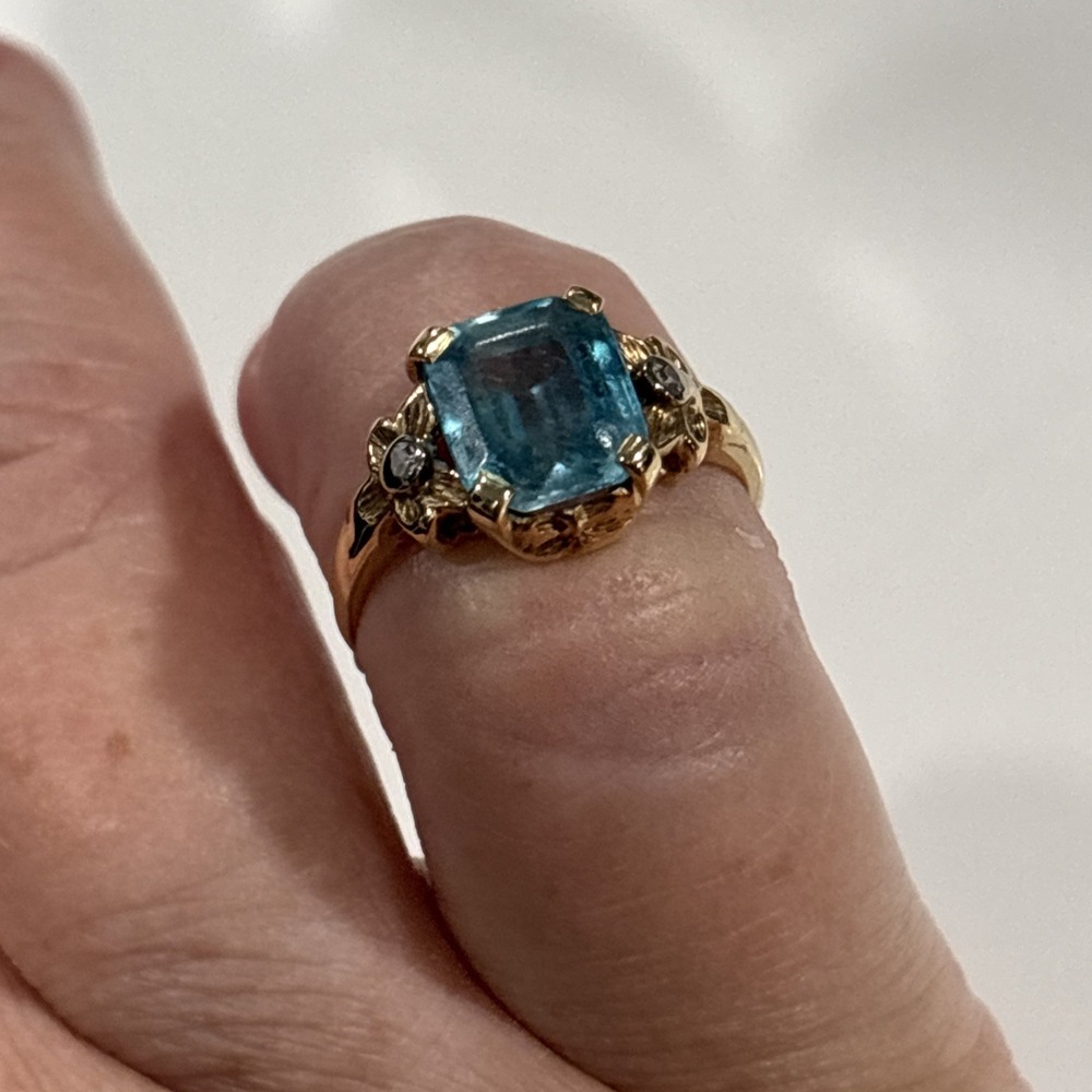 Gold Tone And Blue Topaz Bracelet And Ring Set NWOT - Picture 2 of 9